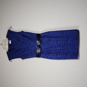 Calvin Klein Pencil Belted Short Dress Asymmetrical Neckline Size 2P
